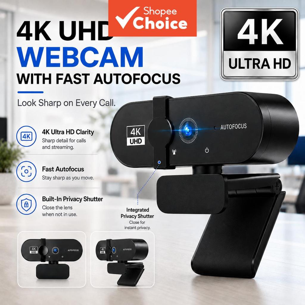 Webcam 4K Para PC E Laptop , Câmera De Vídeo Tra