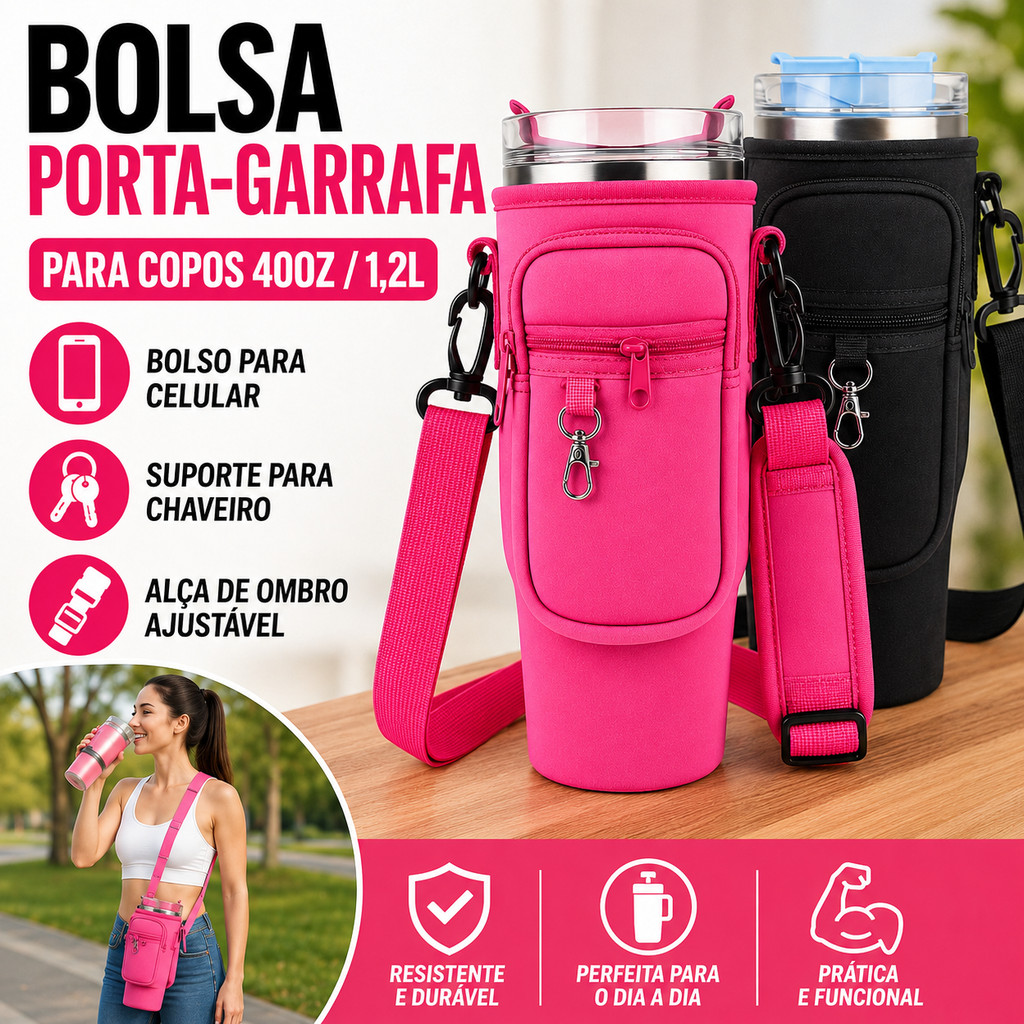 Bolsa para Garrafa de Água 40oz com Alça de Ombr