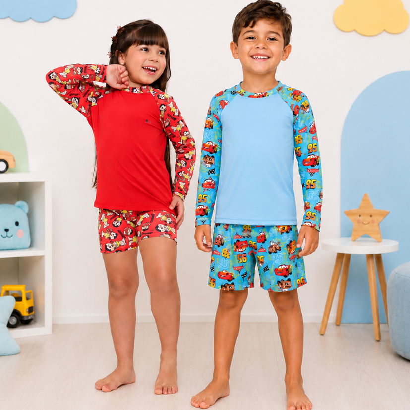 Conjunto Infantil Blusa Proteção Solar UV Manga 