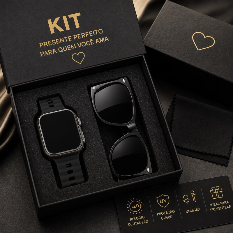 Kit Presente Relógio Digital LED + Óculos de Sol