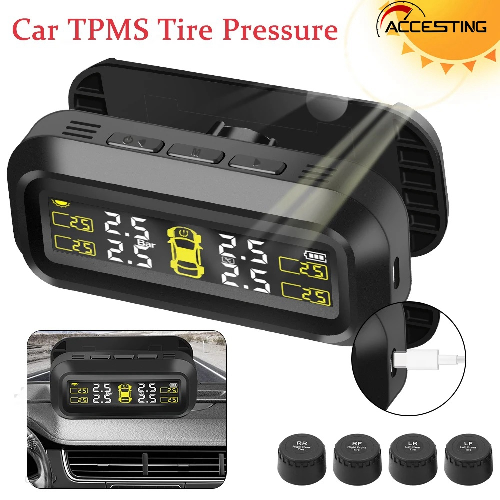 Carro Solar TPMS Sistema De Monitoramento Pressão