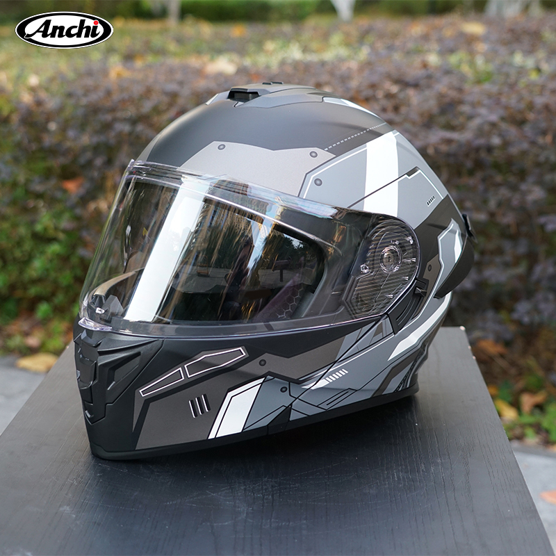 Capacete de motocicleta de duas lentes com design 