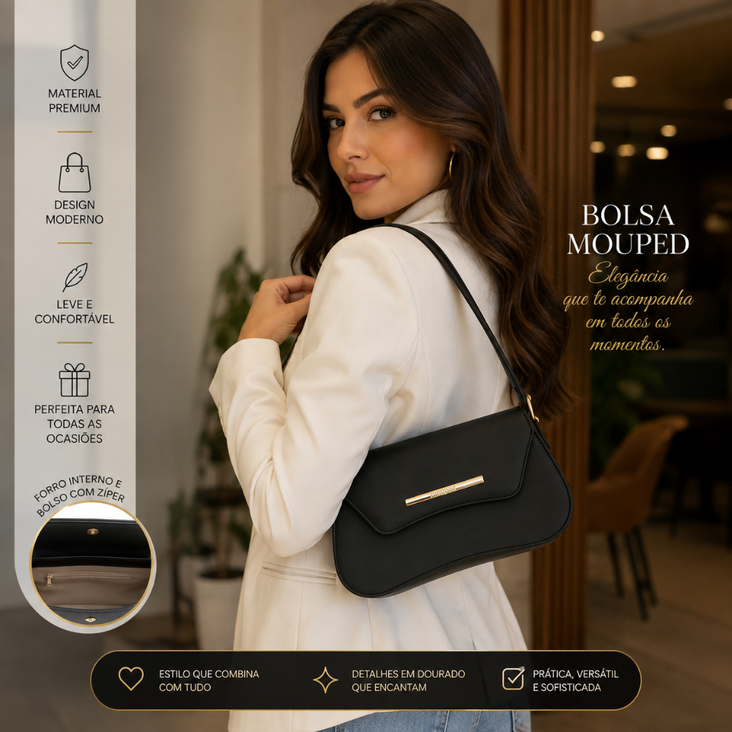 Bolsa Feminina Baguete de Ombro Bag Pequena Blogue