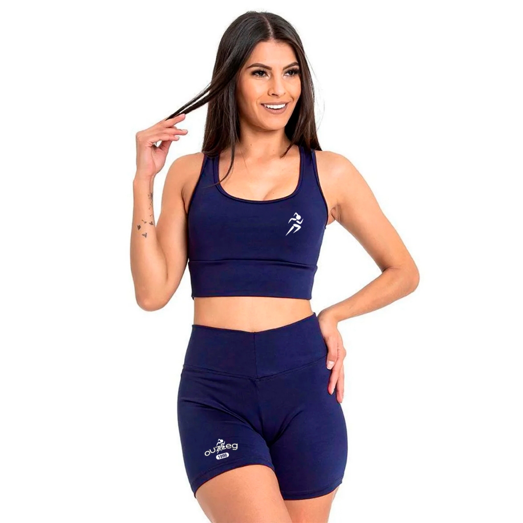 Kit Conjunto De Shorts Leg e Top Femenino Curto Ci