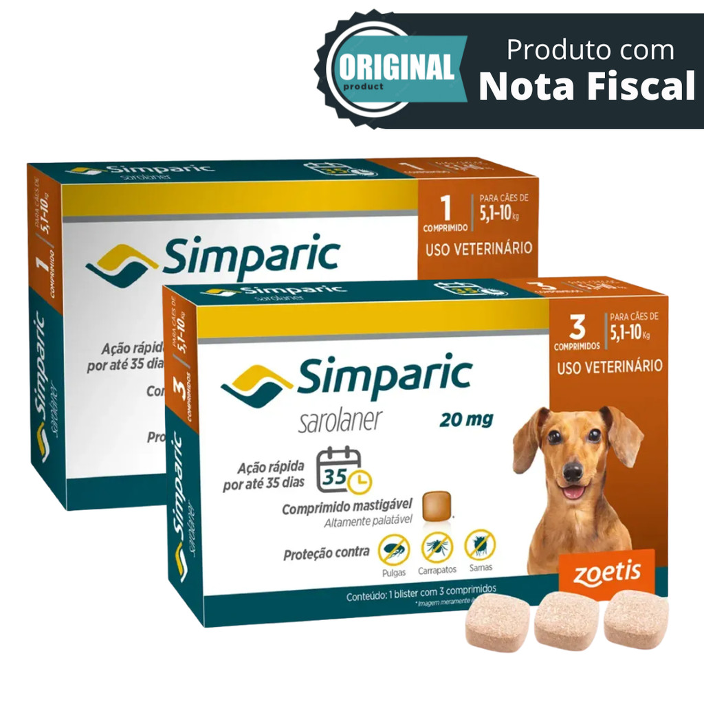 Simparic Antipulgas E Carrapatos Para Cães De 5,1