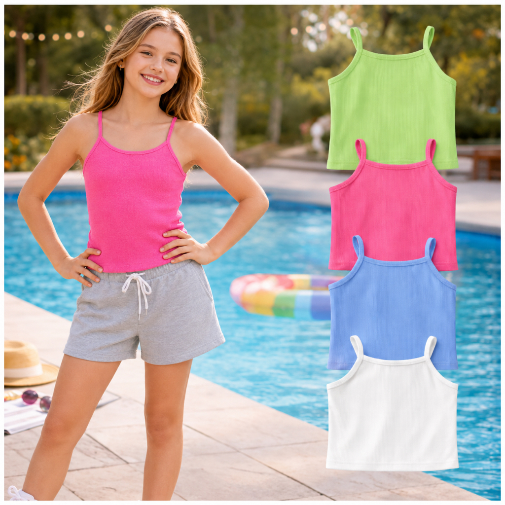 Kit 4 Regata Menina Ribana Canelada Infantil Juven