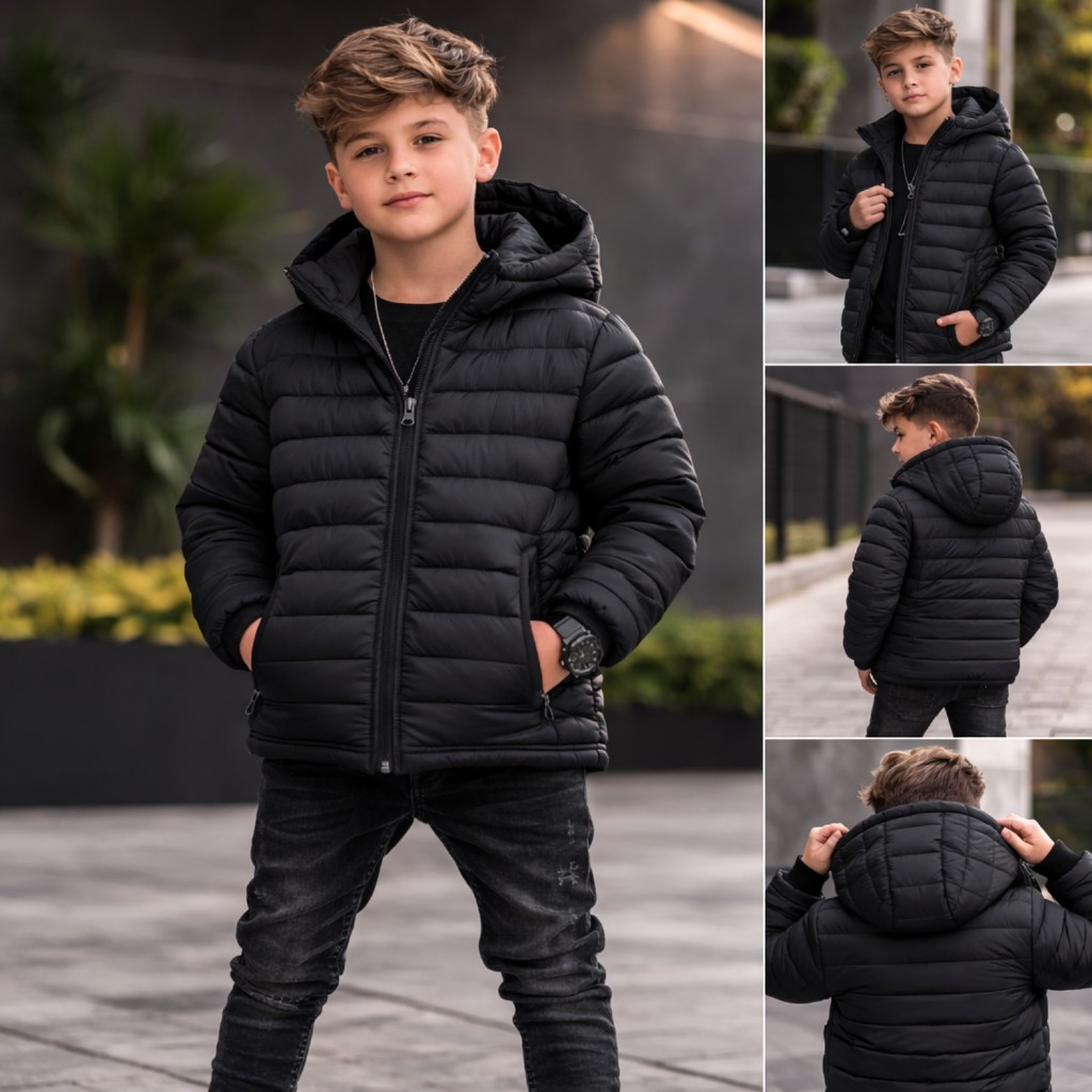 Jaqueta Puffer Infantil Bobojaco Masculino Pelucia