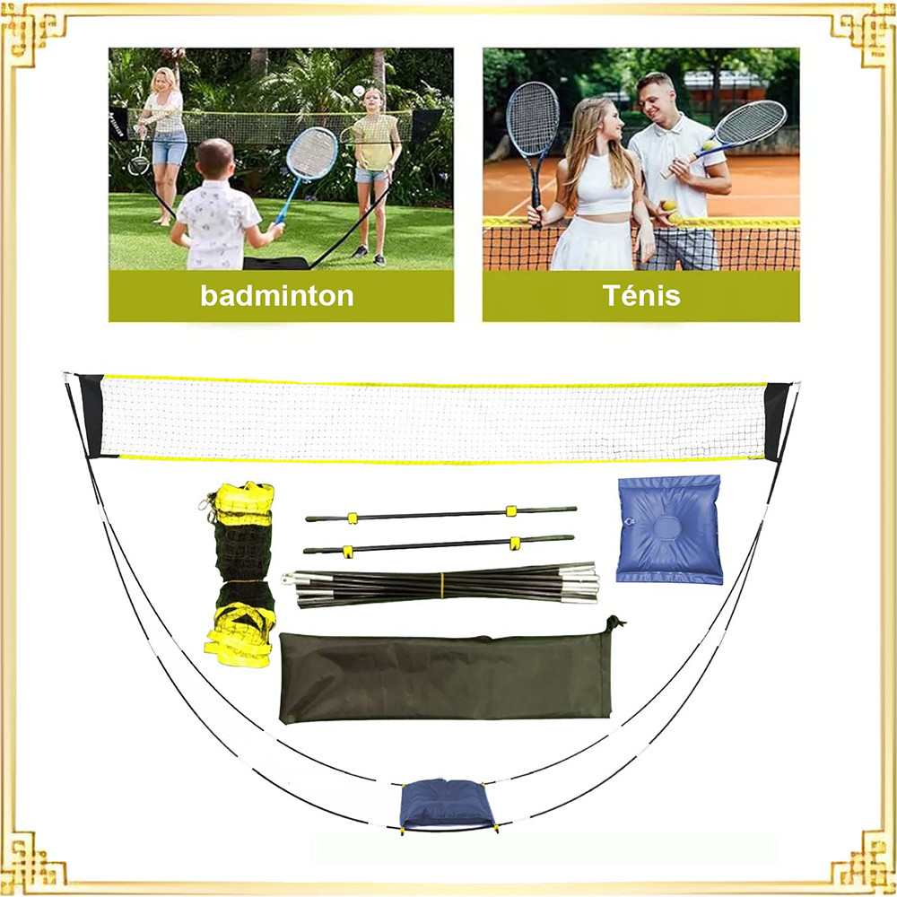 Rede de Badminton dobrável com suporte e bolsa de