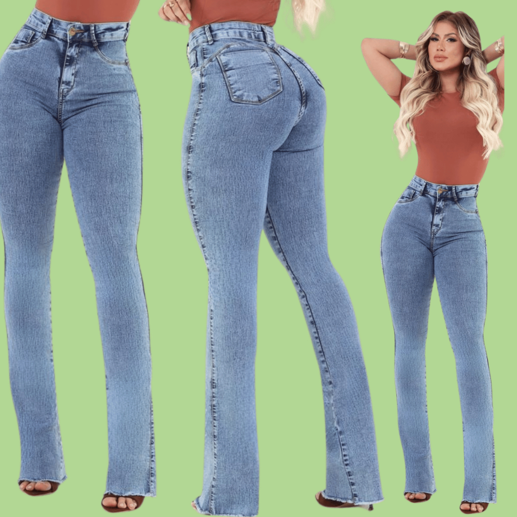 Calça Feminina Jeans Flare Cós e Cintura Alta Le