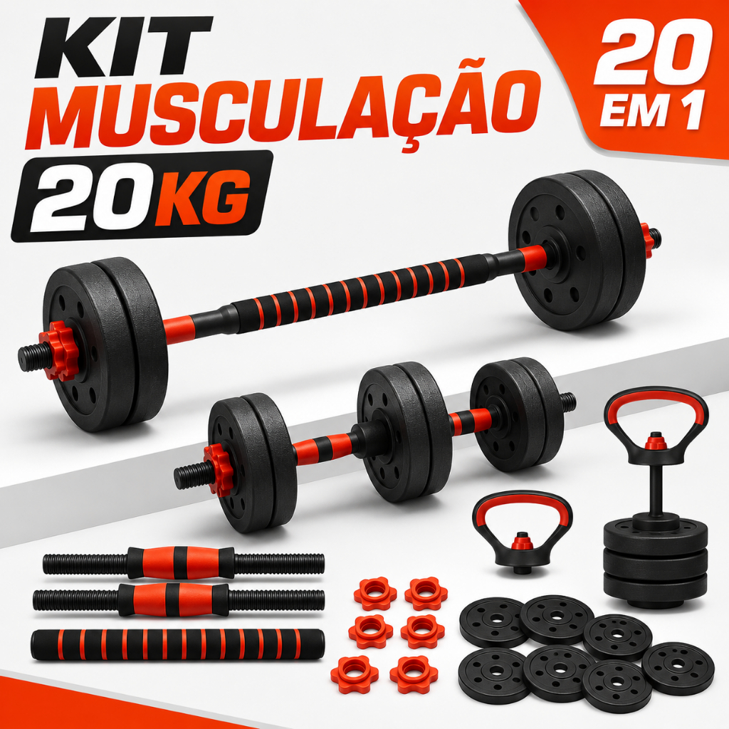 Kit Treino Funcional Musculação 20kg Kettlebell 