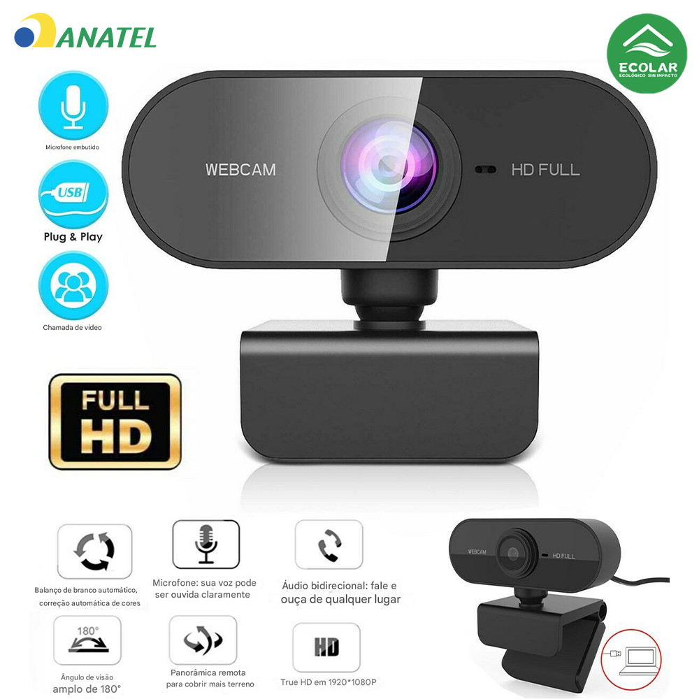 Câmera para Home Office Full HD 1080p com Microfo