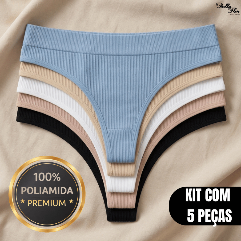 Kit 5 Calcinhas Sem Costura Fio Dental Modeladora 