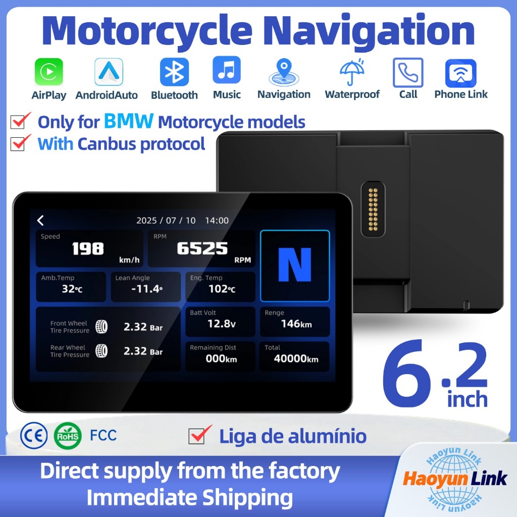6.2 BMWTela de Navegação Motocicleta, CarPlay, p