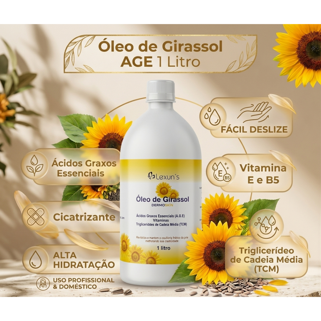 Óleo de Girassol A.G.E 1 Litro Lexuns | Cicatriza