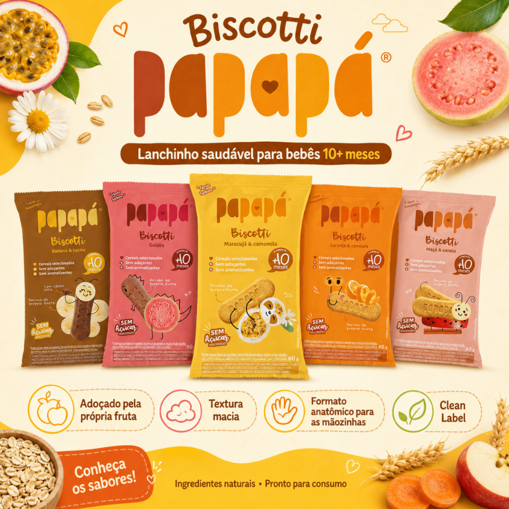Biscoito Infantil Clean Label Biscotti Papapá Zer