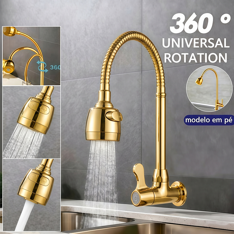 Torneira Cozinha Gourmet Flexível 360° Rotativo 