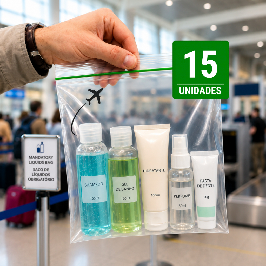 Saco zip 20×20 com 10 unidades viagens intern