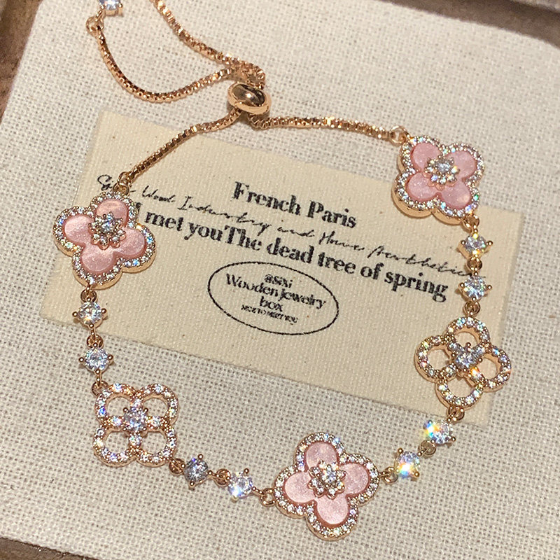 Pétala trevo de quatro folhas pulseira feminina n