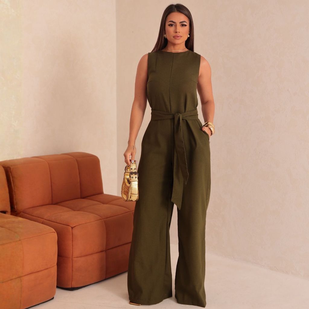 Macacão Feminino Pantalona Alfaiataria Elegante C