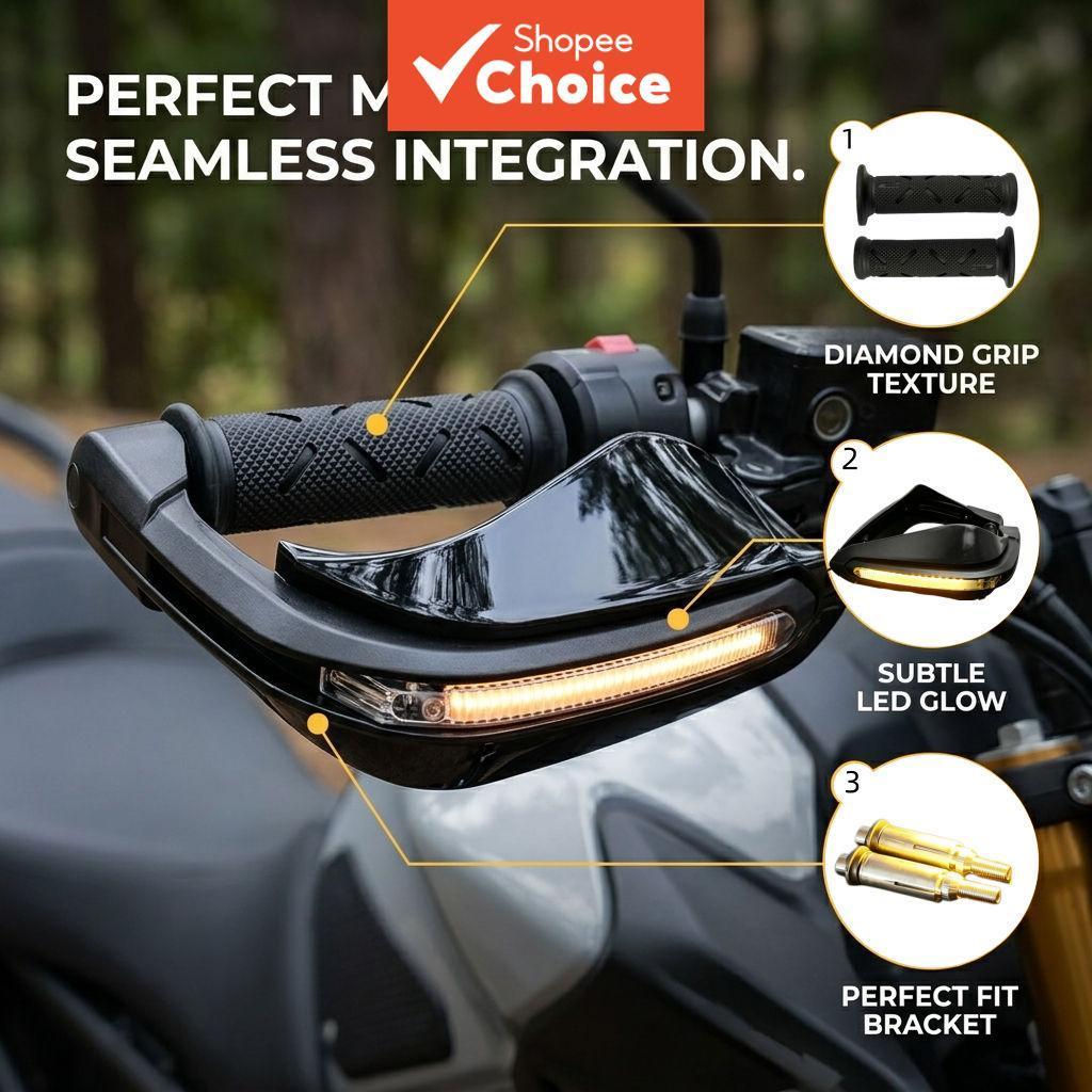Kit de Protetores de Mão em LED para Moto, Escudo