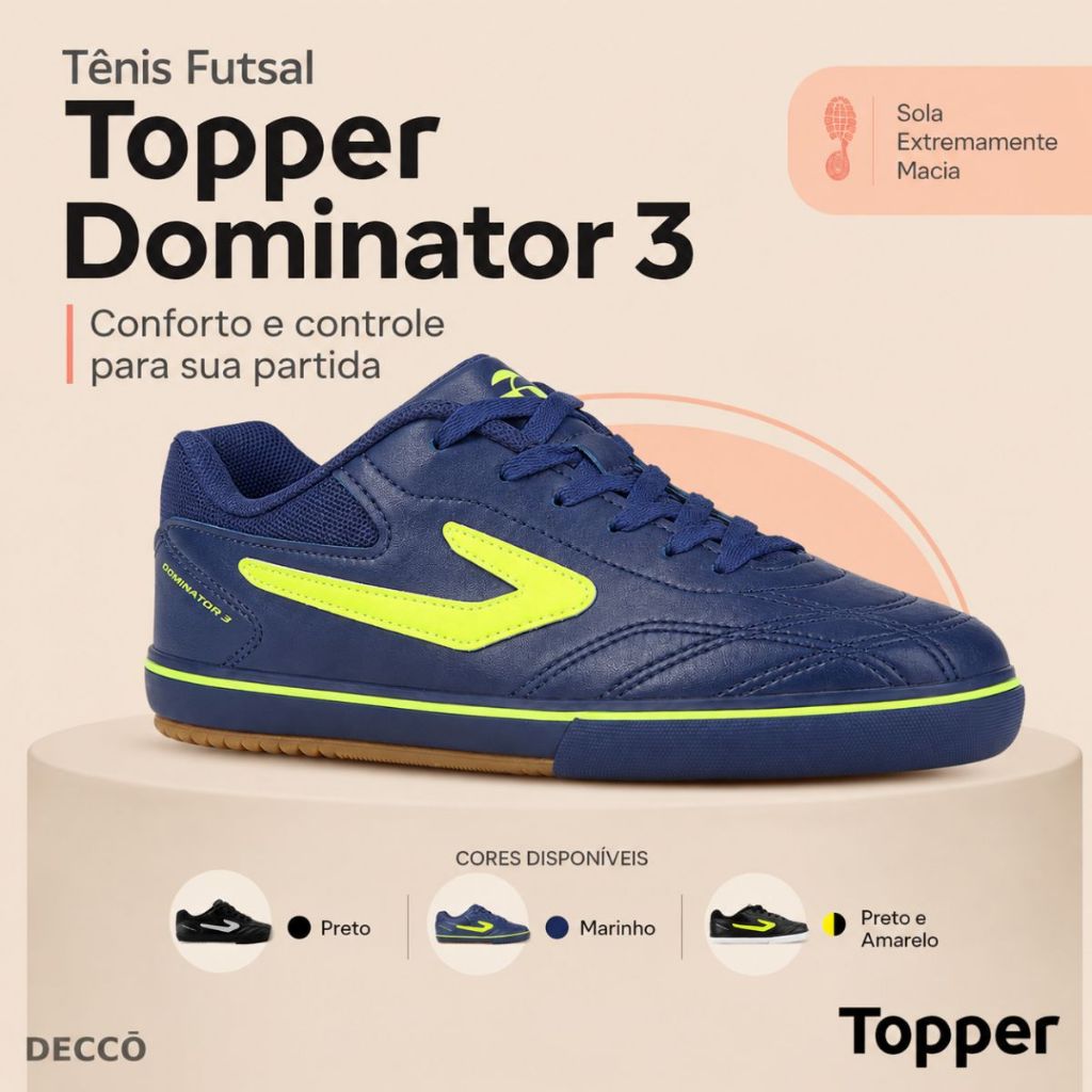 Chuteira Futsal Infantil Topper Dominator Menino C