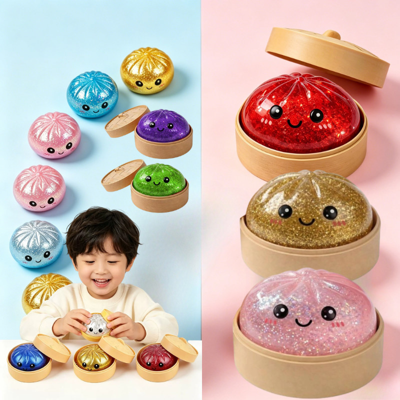 8.5cm Tamanho Grande Glitter Baozi Squeeze Brinque