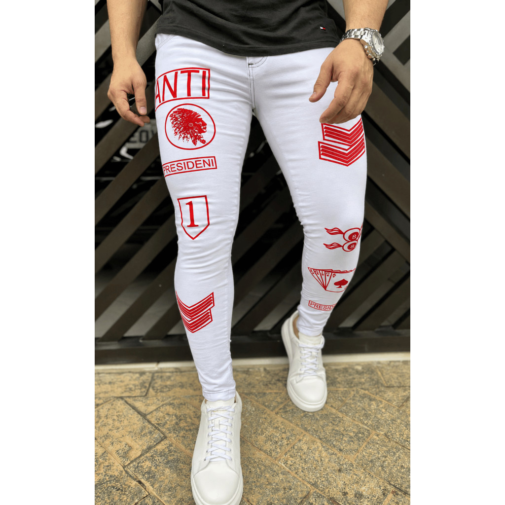 Calças Jeans White Collection Super Skinny Mascul