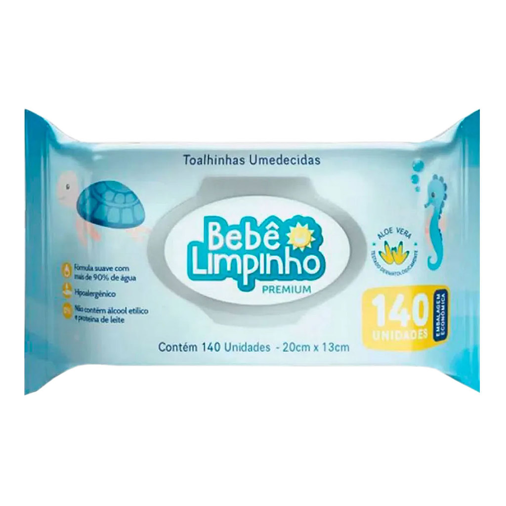Toalha Umedecida Bebê Limpinho Premium 140 Unidad