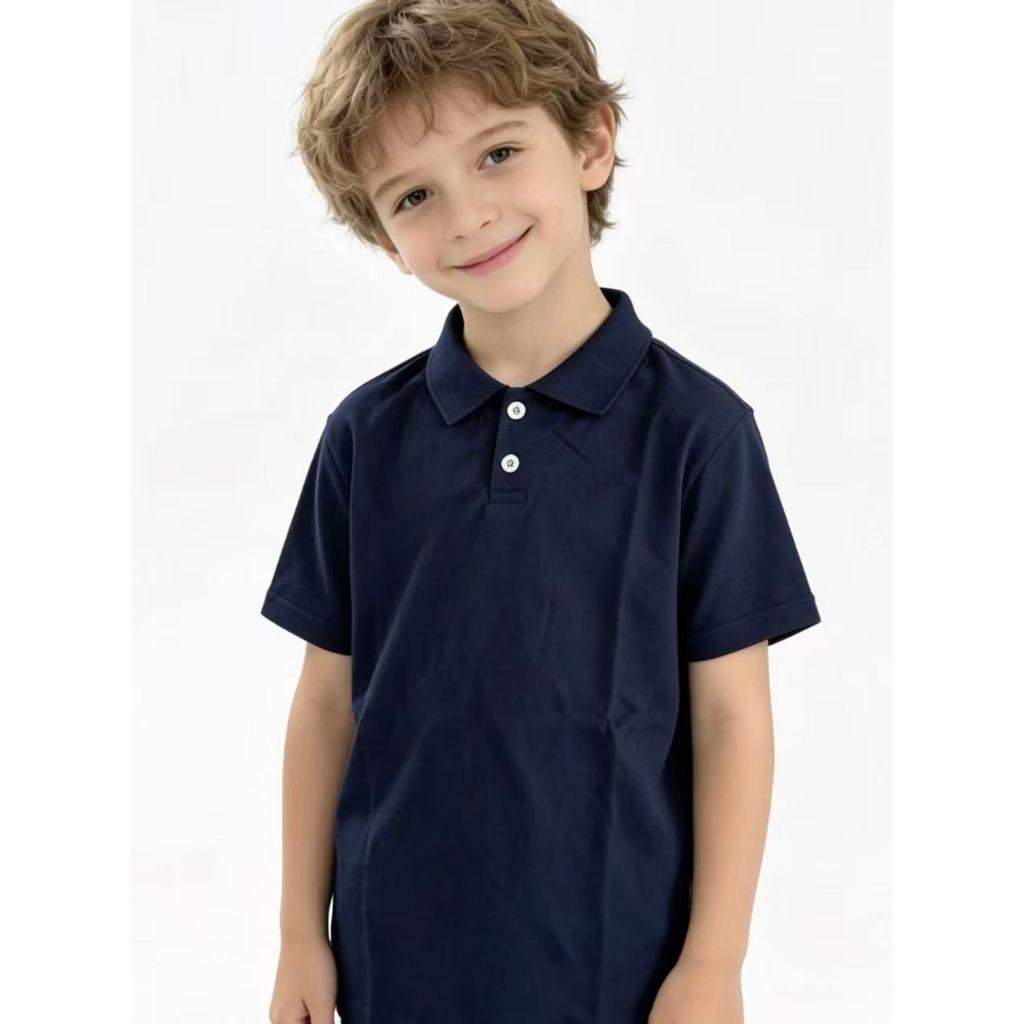 Camiseta Polo Infantil de Verão Lisa com Gola