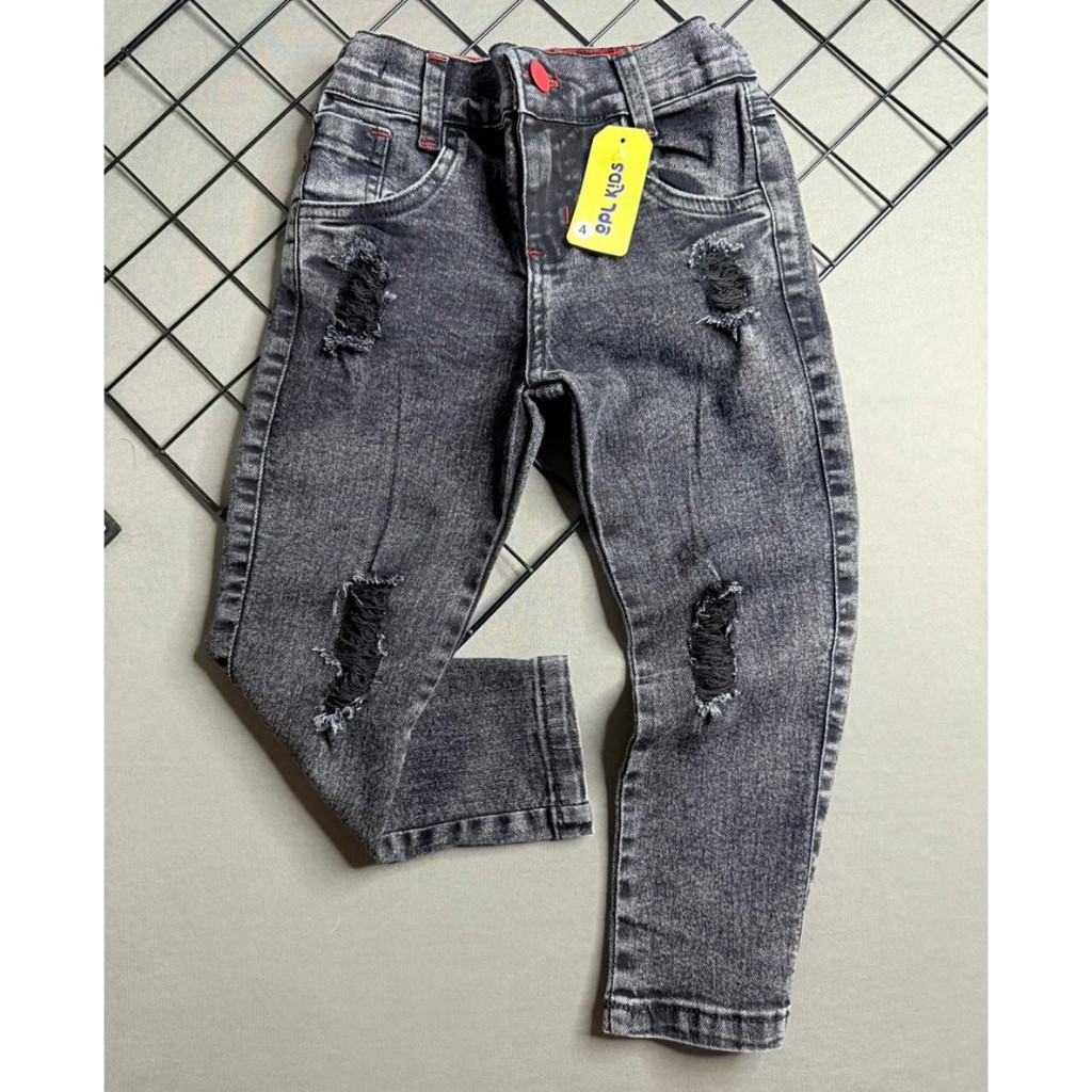 Calça Jeans Infantil Elastano Skinny Preto Marmor