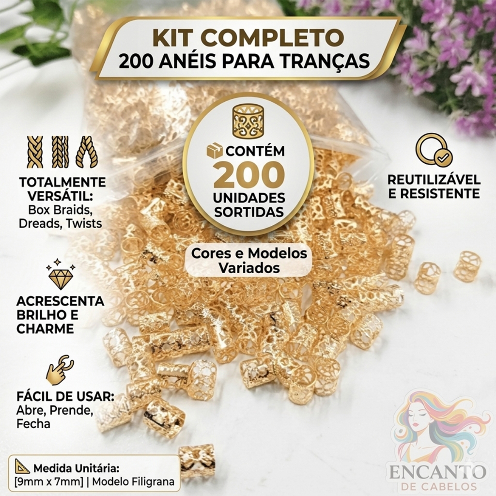 Kit 200 Anéis de Alumínio para Tranças Box Brai