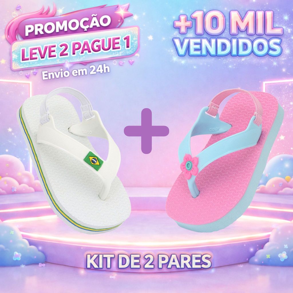 KIT Chinelos Para Menina e Menino Baby Brasil Para