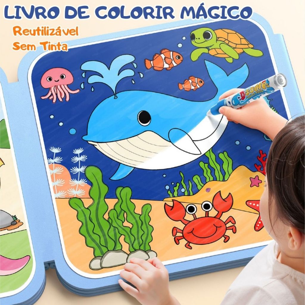 Livro de Colorir Mágico Infantil Sem Tinta, Reut