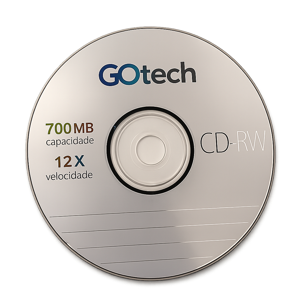 CD-RW 700MB Regravável Go Tech + Envelope | 10 Un