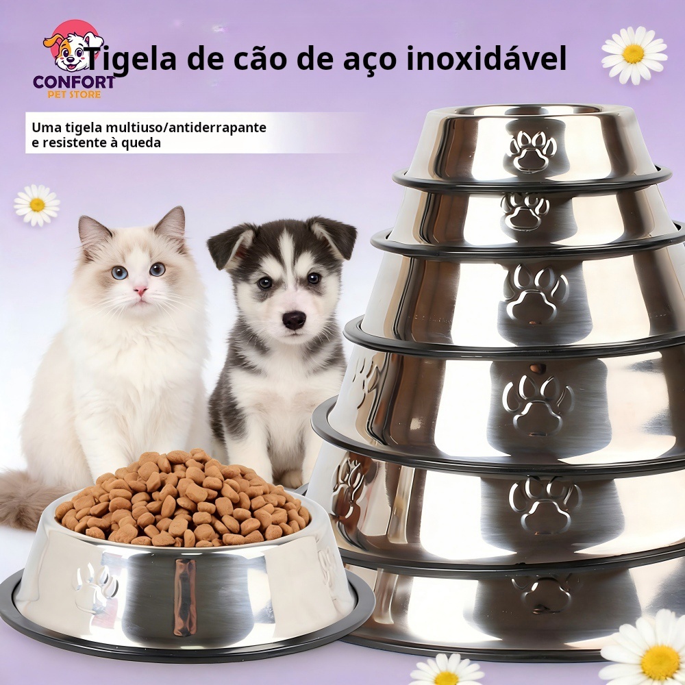 Tigelas de aço inoxidável para cães e gatos Com