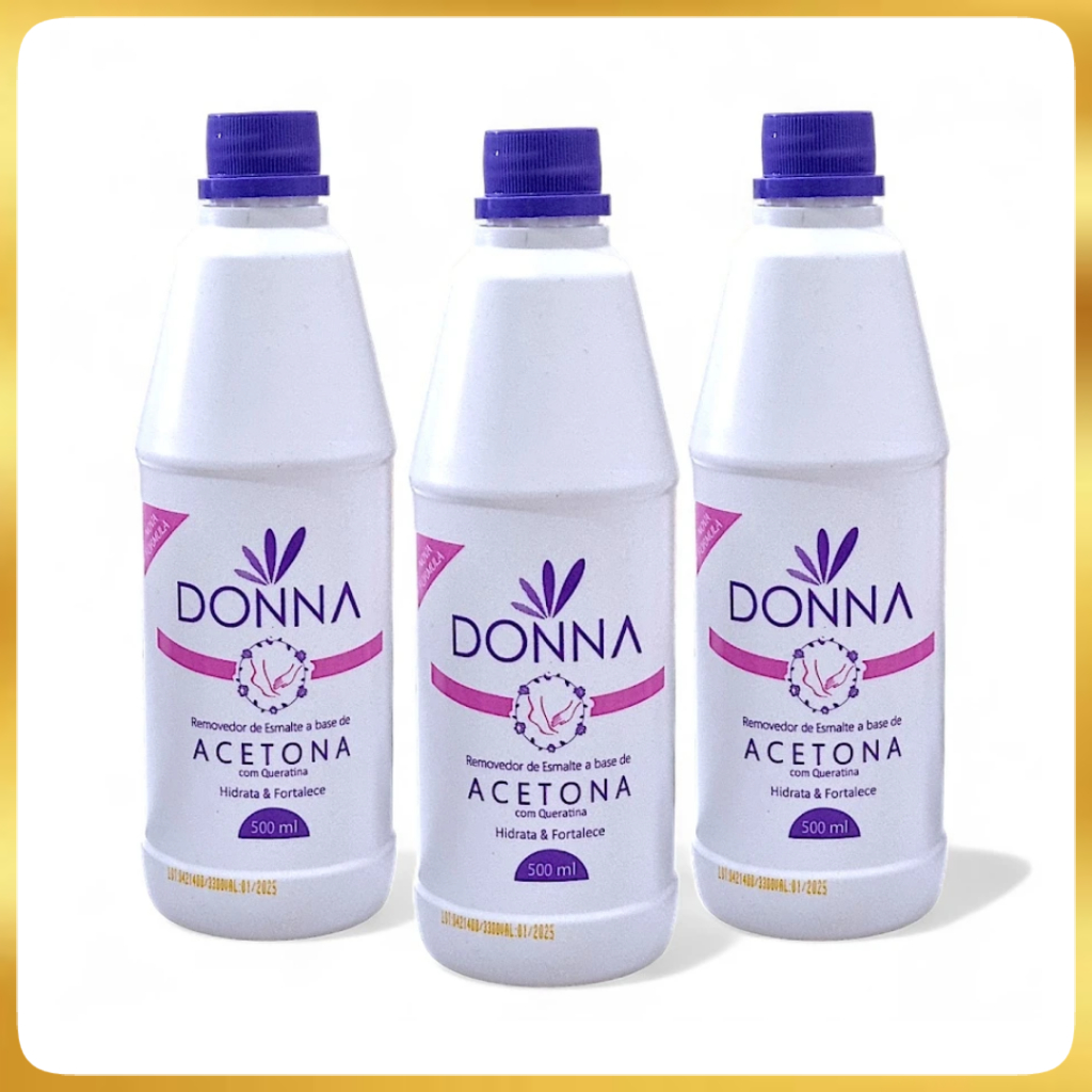 Kit Removedor De Esmalte Com Acetona 500ml Donna P