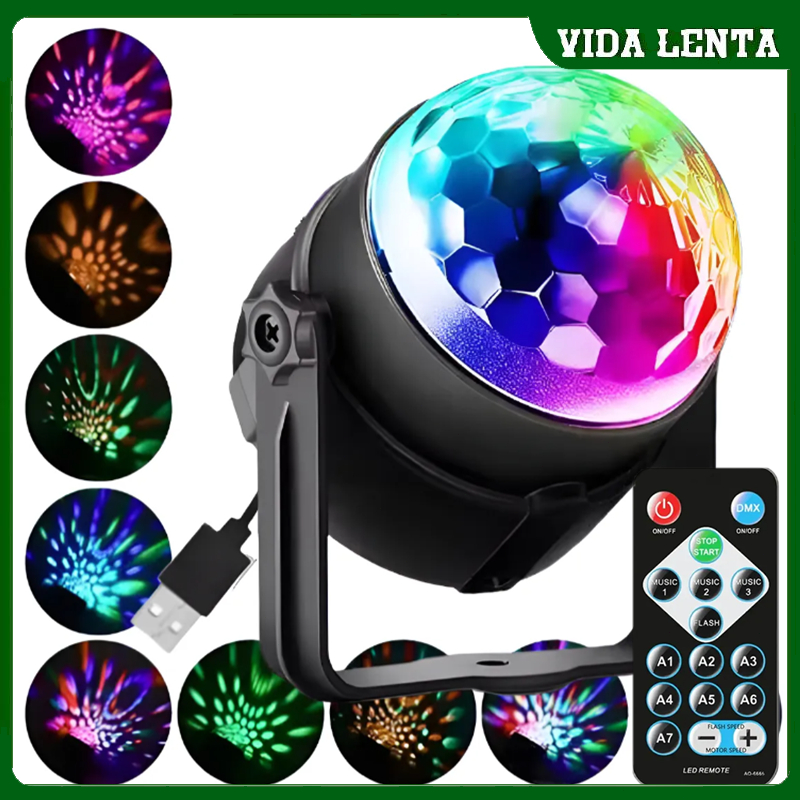 Mini Projetor de Luz Led RGB Globo Colorido Bola M