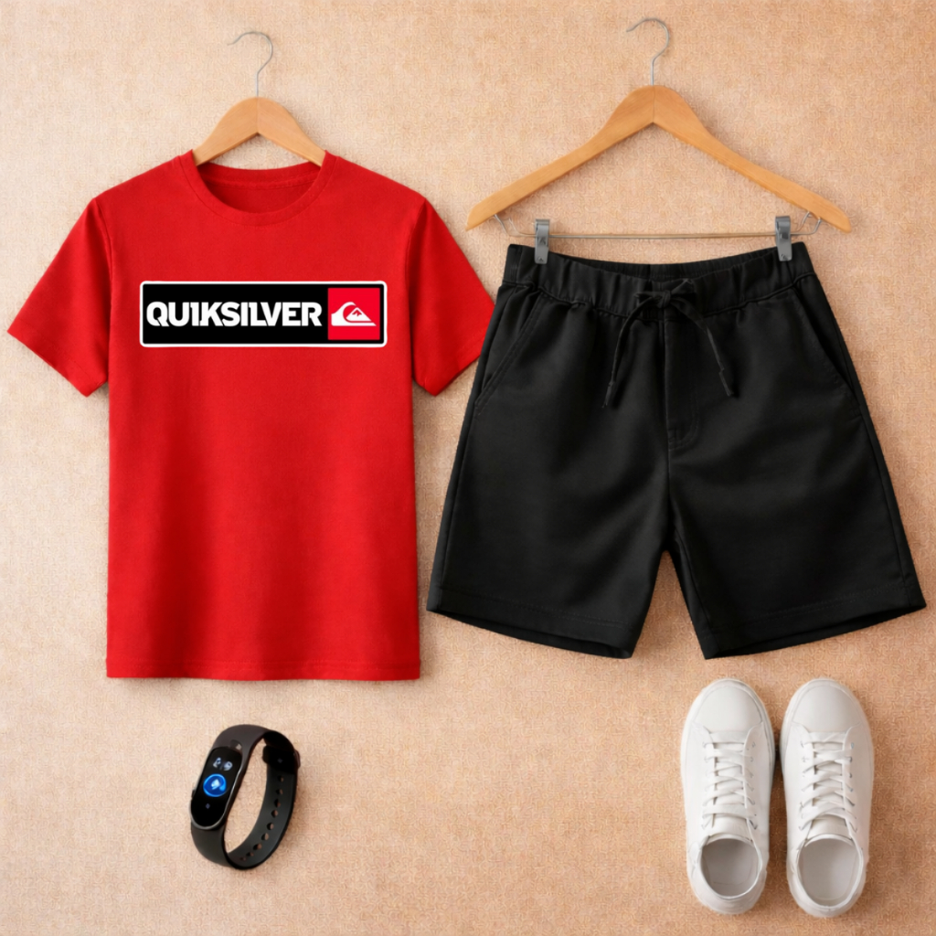 Kit Camiseta Infantil e Bermuda Moletinho Quick Ca
