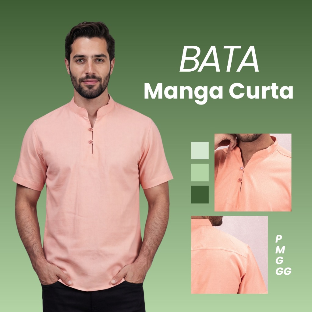 Bata Masculina Linho Preta Bata Masculina Manga Cu