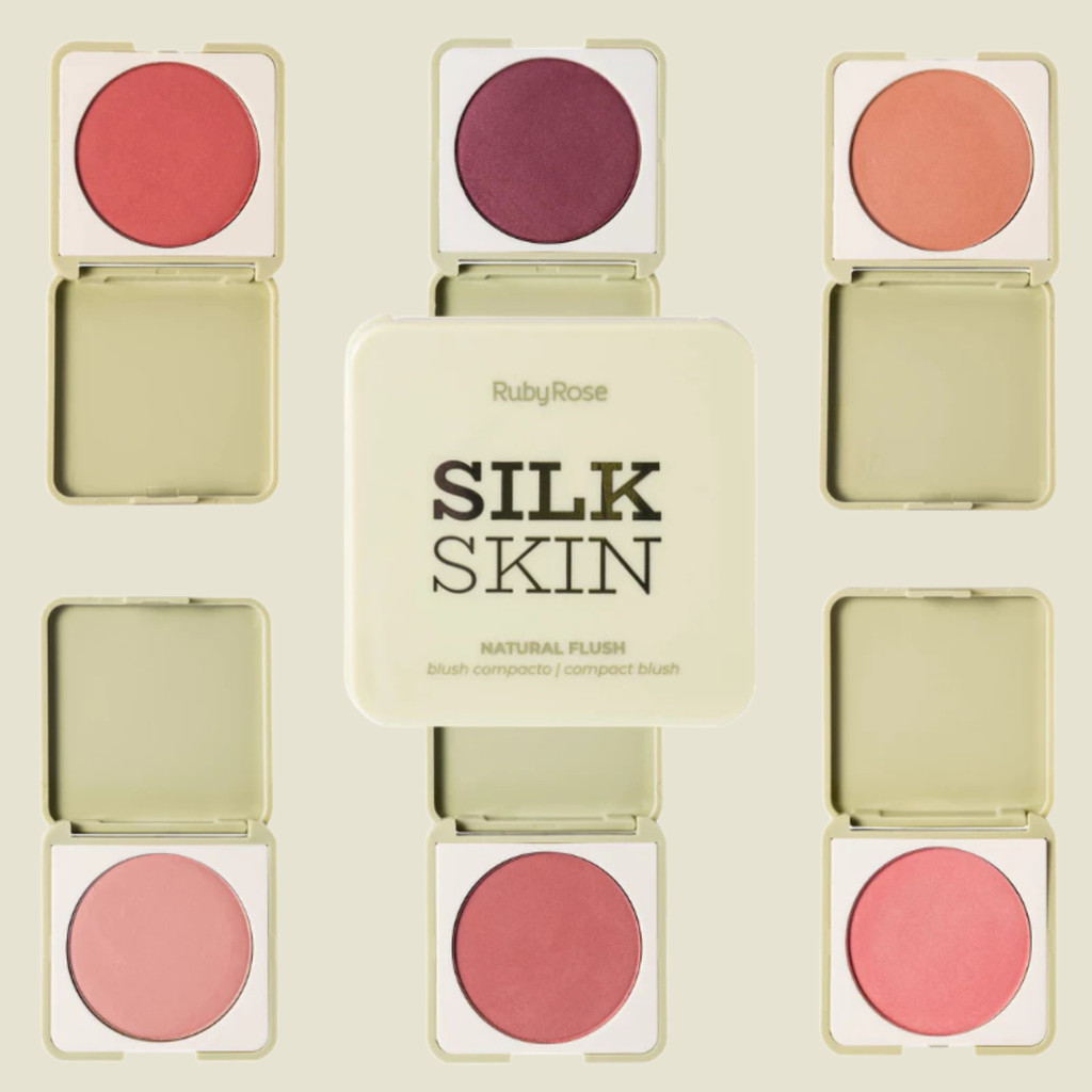 Blush Natural Flush Compacto Linha Silk Skin By Ru