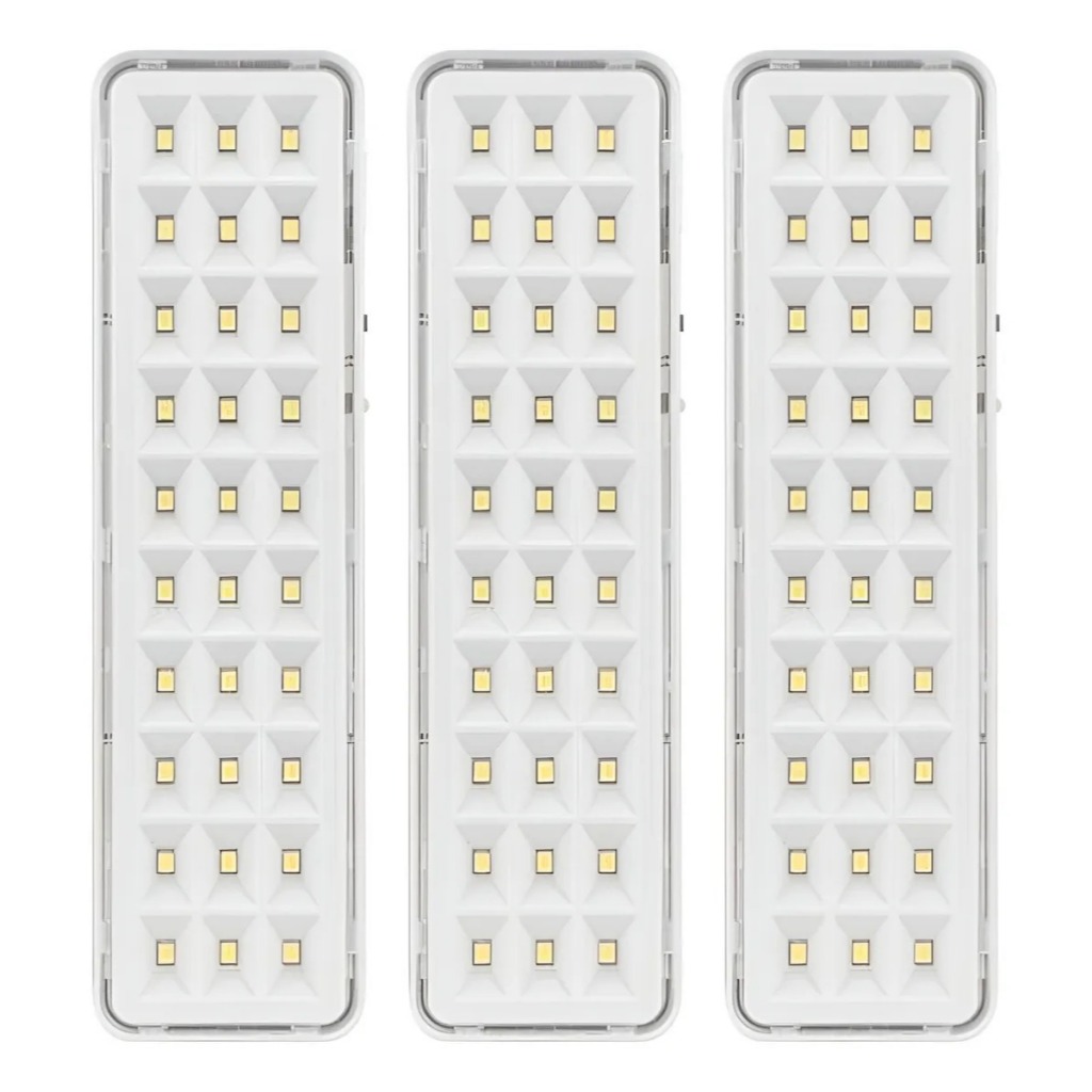 Kit Luminária Emergência Lâmpada 30 Leds Recarr