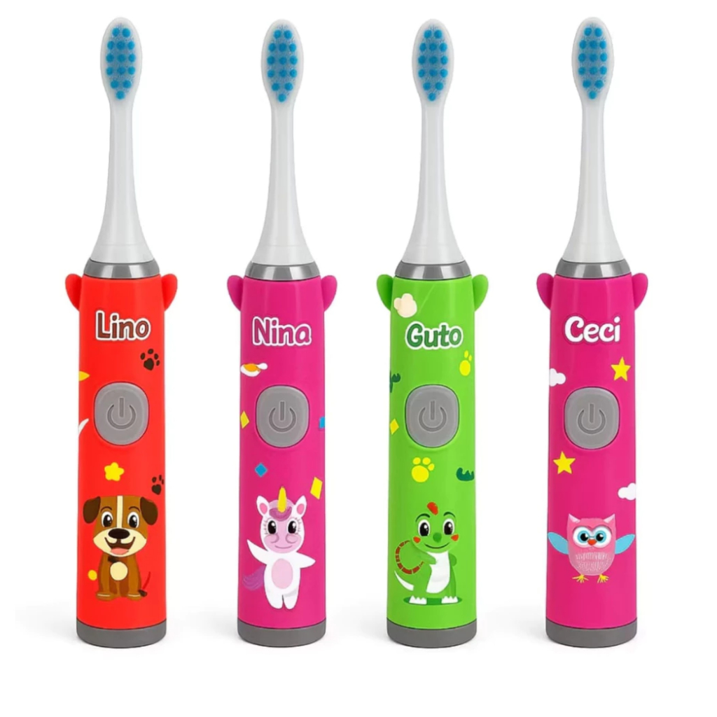Escova de Dentes Infantil Elétrica + Refil Dinoss
