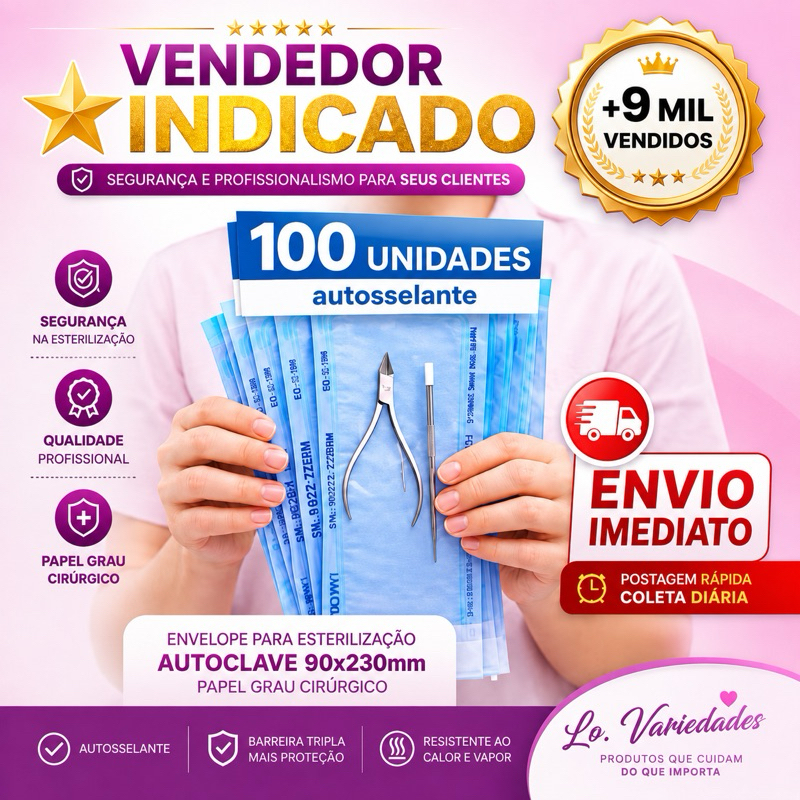Envelope Esterilização para Autoclave 90x230mm, 
