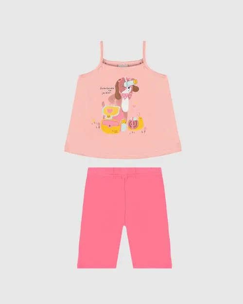 Conjunto Menina Regata Alça Fina Com Estampa Em A