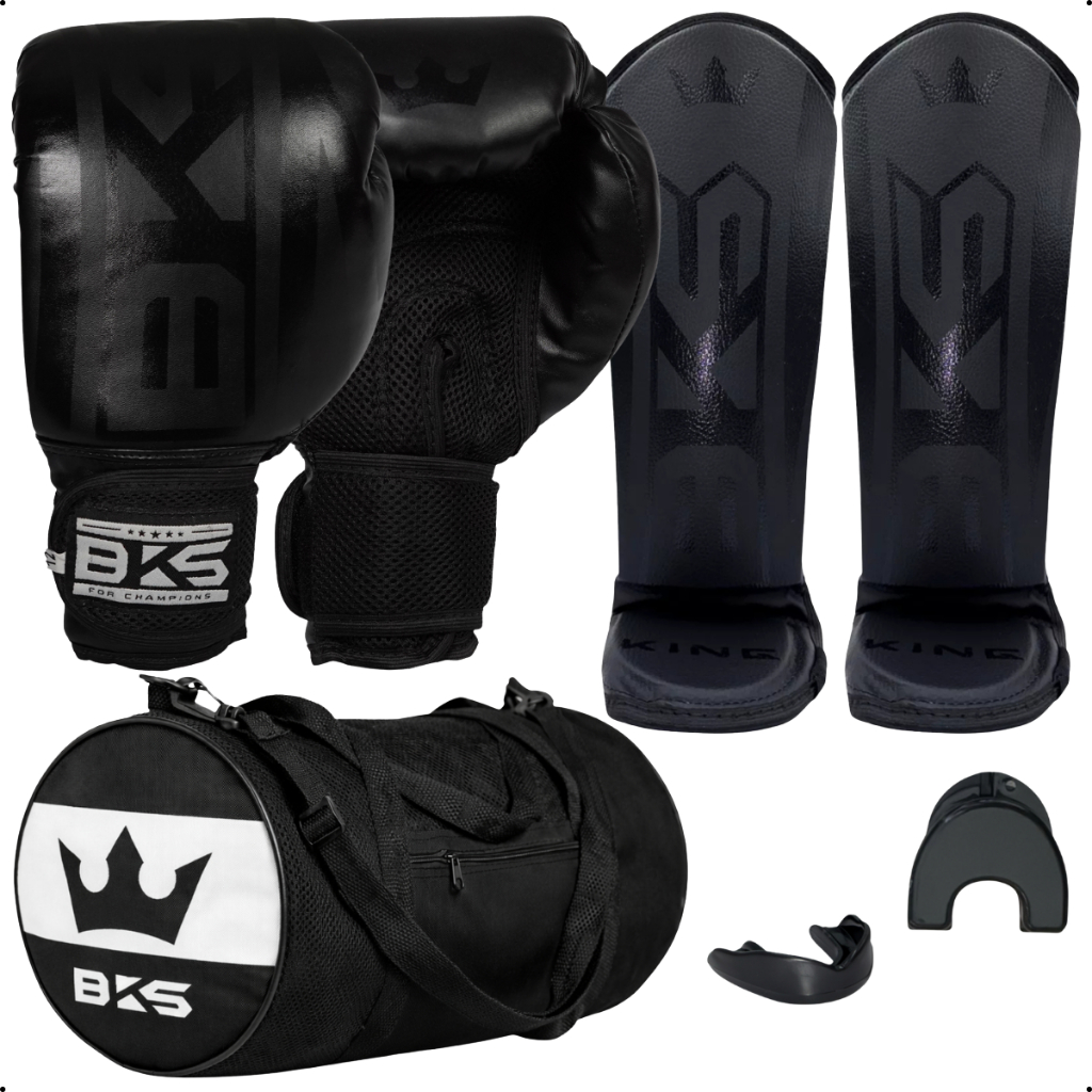 Kit BKS Luva De Boxe Kickboxing Muay Thai + Canele