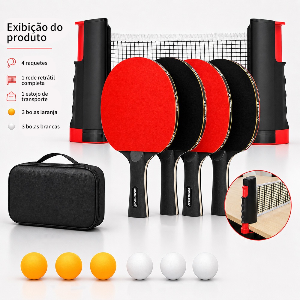 KIT 12 Conjunto De Tênis De Mesa Completo 2 ou 4 