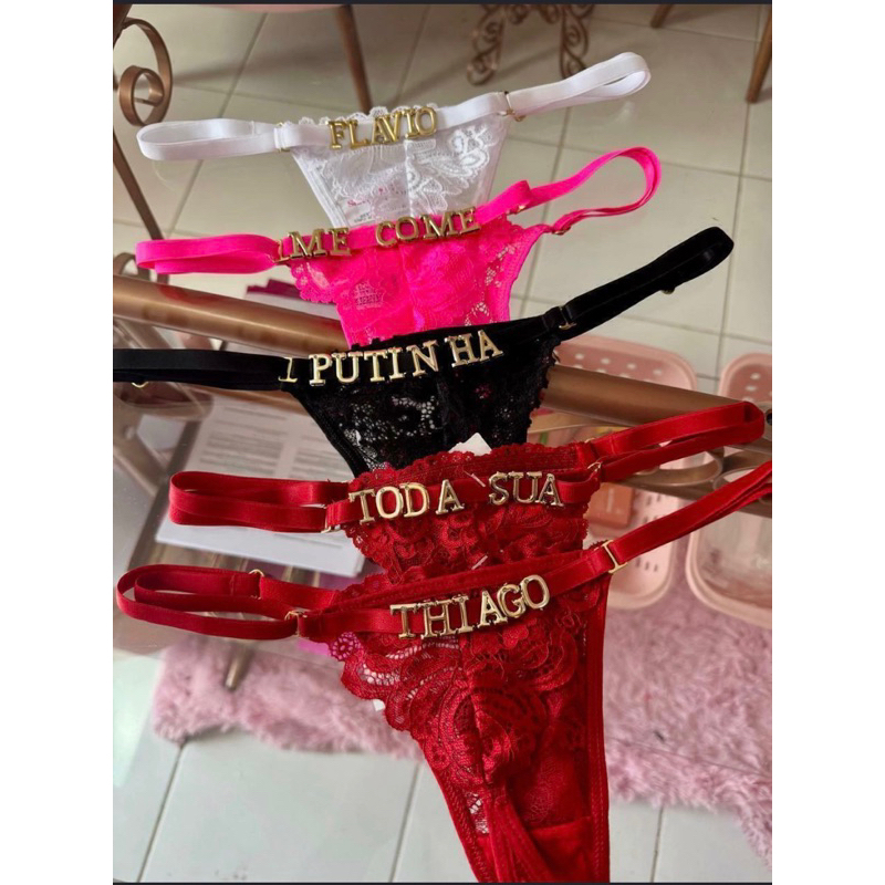 calcinha personalizada com letras passantes nome o