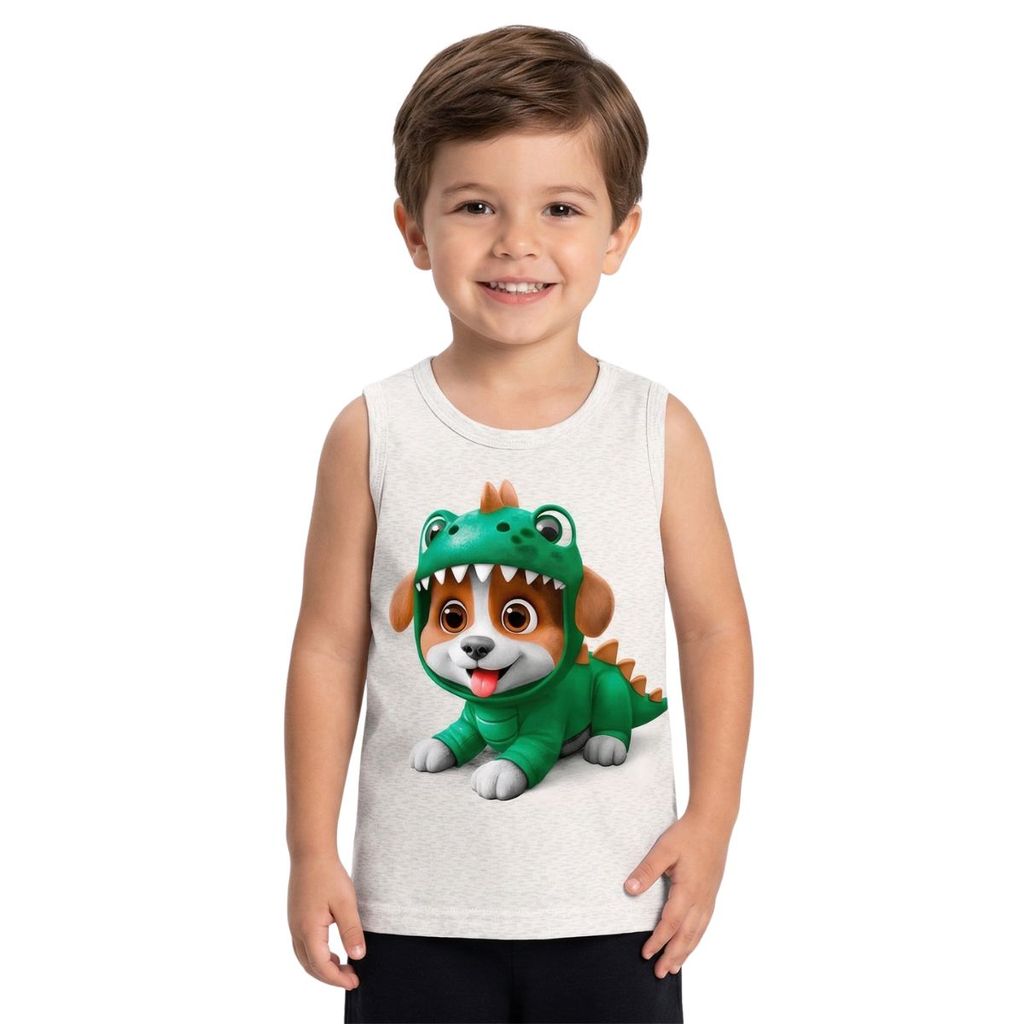 Regata Infantil Bebê Menino Cachorrinho Dinossaur