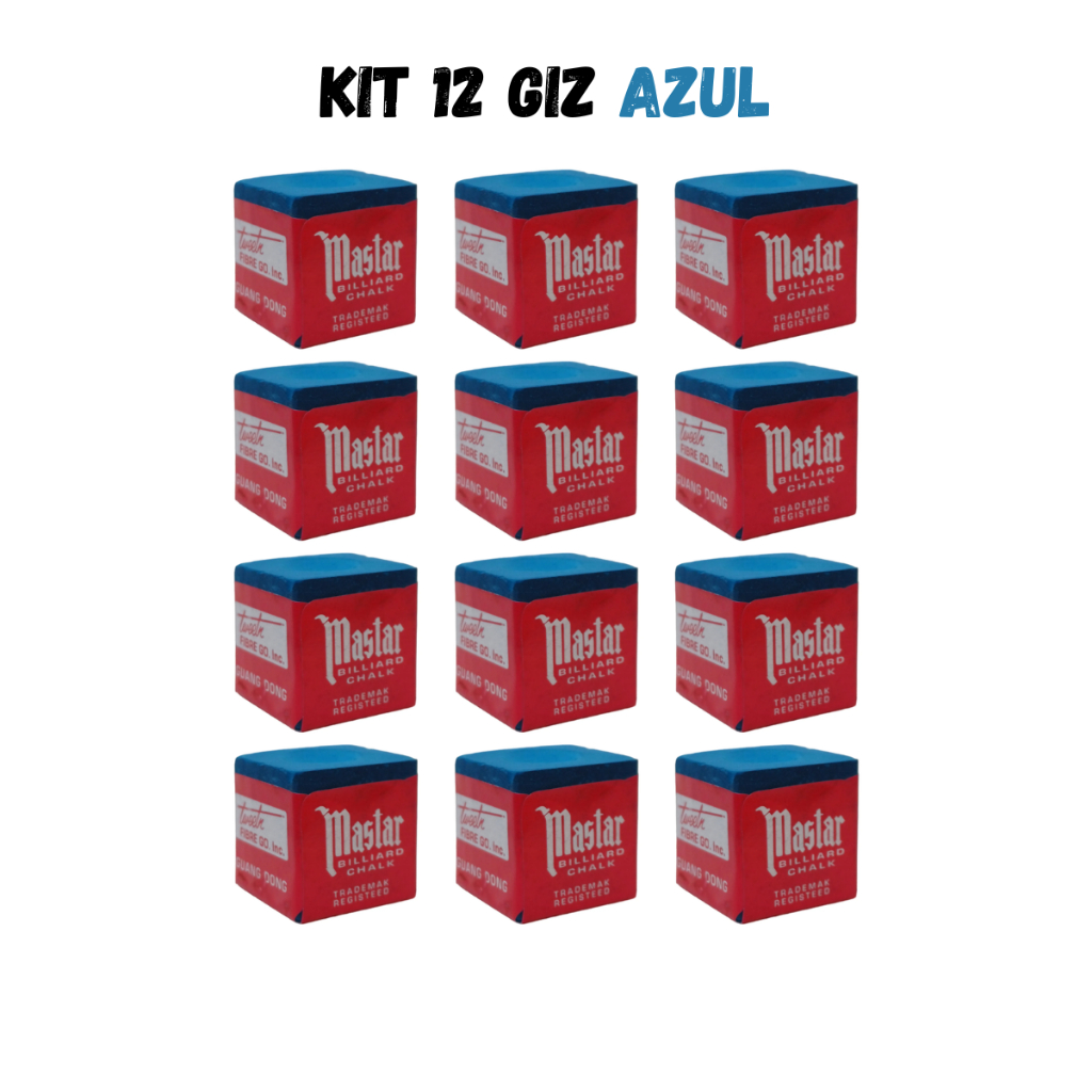 KIT 12 GIZ DE SINUCA AZUL ORIGINAL MASTER PROFISSI