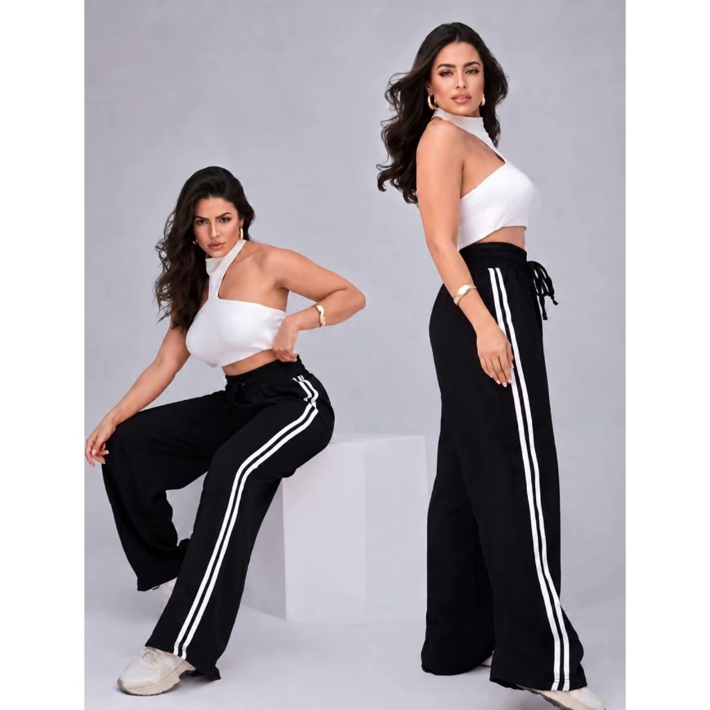 Calça Pantalona Feminina Com Listras  Envio Rapid
